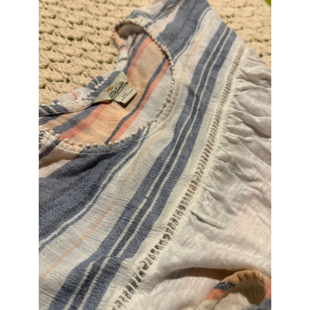 Bob Timberlake Sleeveless Top Women XXL Blue Peach Good Boho Striped Babydoll - Picture 5 of 9